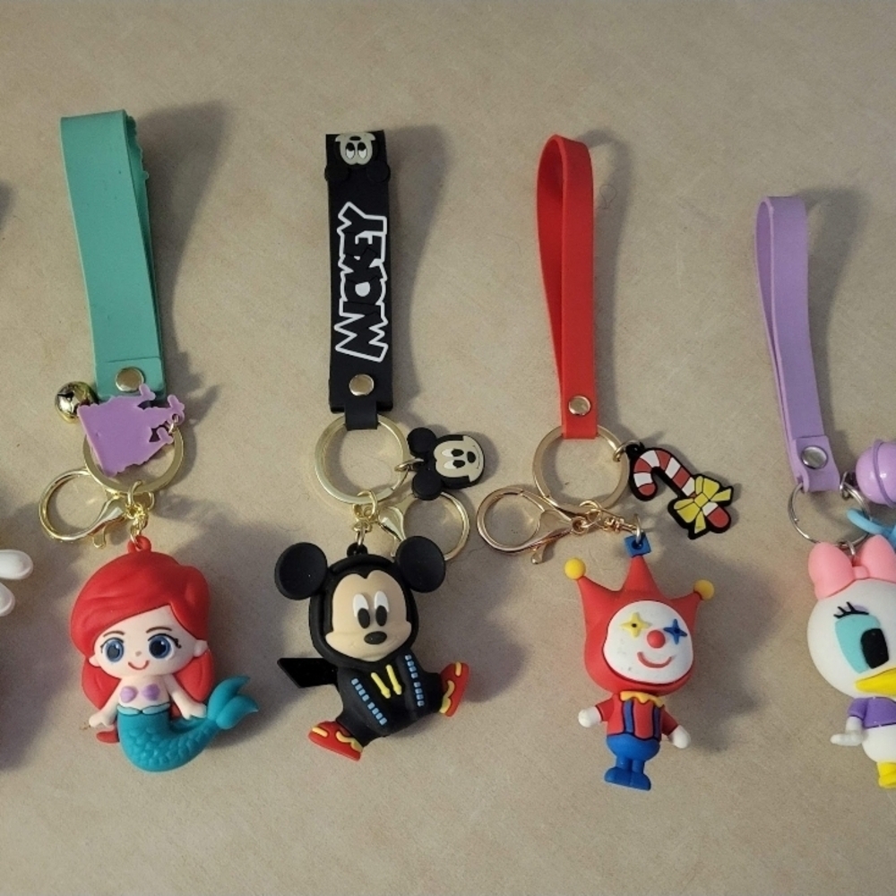 NEW! Disney Colorful Character Strap Keychain Set with Red & Mint Accents